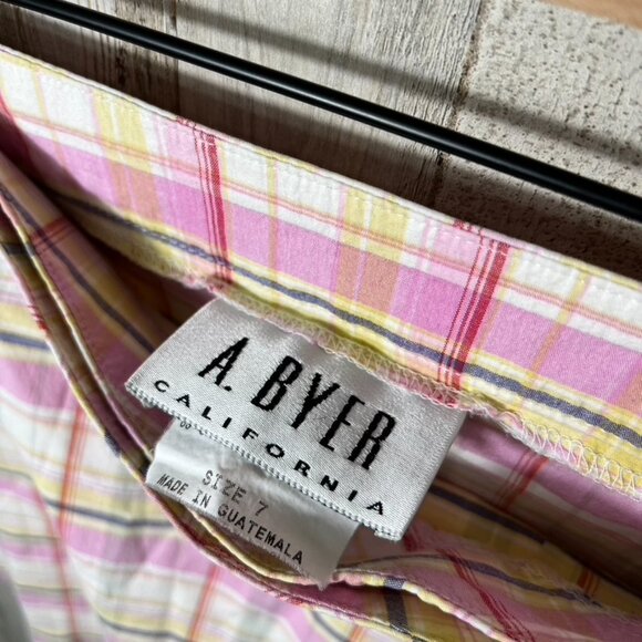 Vintage Y2K A.Byer Plaid Pink Yellow Mini Skirt Womens Size Small‎ - Picture 3 of 4